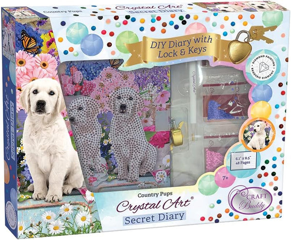 Crystal Art Secret Diary Kit: Country Pups