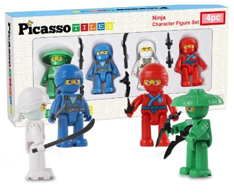 PicassoTiles 4 Piece Ninja Character Figure Set