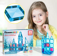 PicassoTiles 71 Piece Travel Size Tiles Ice Winter Theme