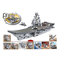 Sluban Aircraft Carrier 9 into 1 Building Brick Set