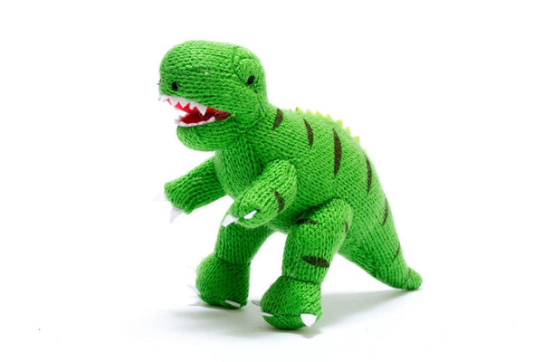 Knitted Green T-Rex Dinosaur Plush Toy