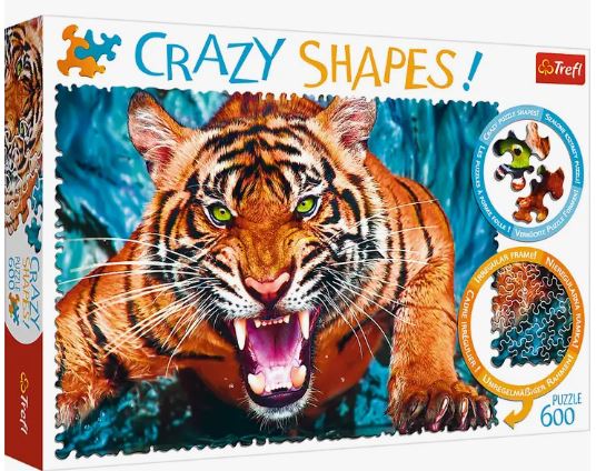 Facing a Tiger 600 Pc Crazy Shapes Jigsaw Puzzle