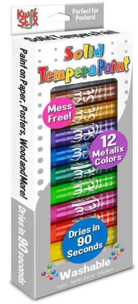 Kwik Stix Solid Tempera Paint - 12 Metalix Colors
