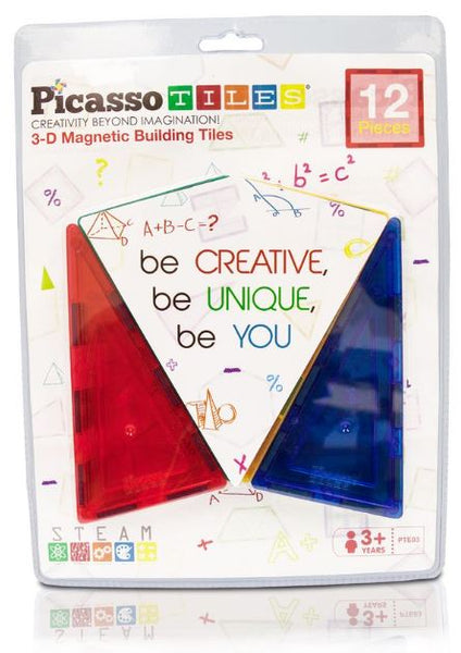 PicassoTiles 12 Pc Tall Triangle Expansion Pack