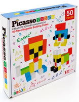 PicassoTiles 50 Pc Magnetic Building Cubes